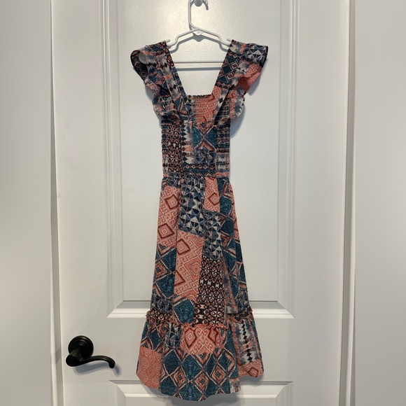 Girls Midi Ruffled cross back dress - Picture 5 of 7